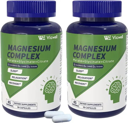 Miniatura 10 de Complejo triple de magnesio – 300 mg de magnesio de malato, glicinato y citrato – Apoya el alivio del estrés y el sueño, nervios y metabolismo