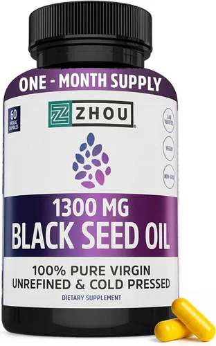 ZHOU Cápsulas de aceite de semilla negra, aceite de semilla de comino negro prensado en frío, Nigella Sativa, semillas negras puras sin refinar,