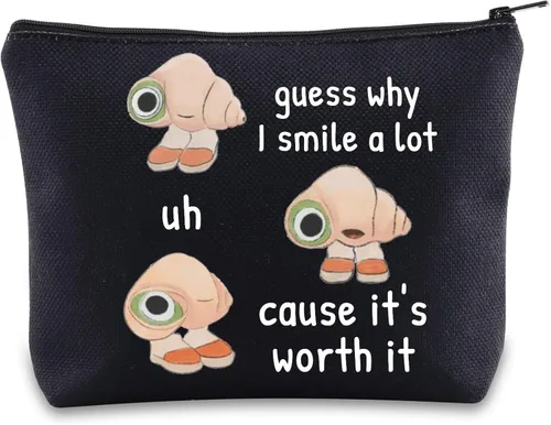 BWWKTOP Marcel Fan - Bolsa de maquillaje cosmética The Shell Animation, regalos inspirados en la animación, adivina por qué sonríe mucho Uh Cause