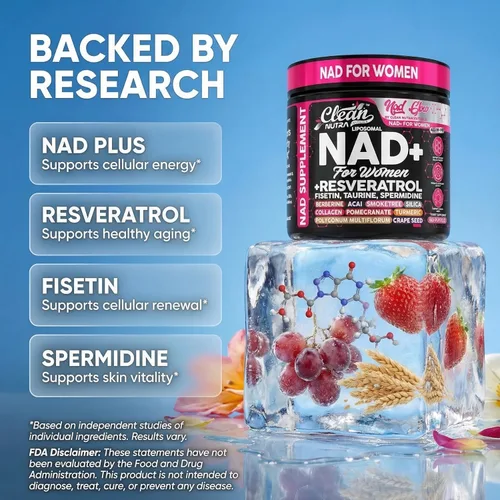 Miniatura 3 de NAD+ Suplemento de resveratrol para mujeres NAD cúrcuma vitamina C Acai granada colágeno péptidos nicotinamida fisetina vitamina E Polygonum