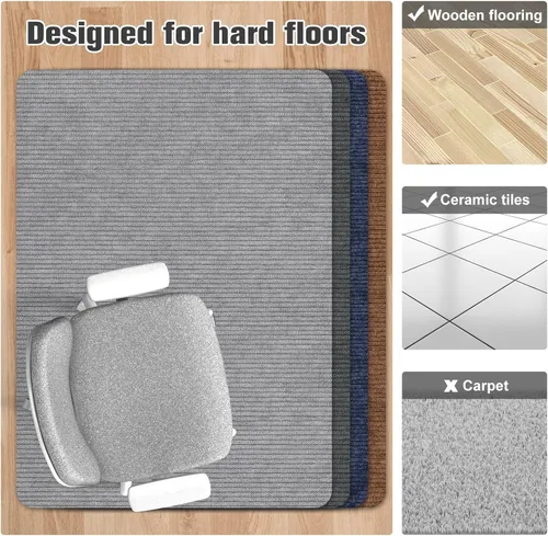Miniatura 4 de Placoot Tapete para silla de escritorio para suelo de madera dura y azulejos, 55 x 35 pulgadas, tapete para silla de oficina para sillas rodantes