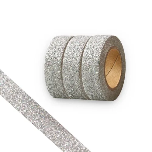Miniatura 11 de Cinta Washi con purpurina, 3 rollos de cinta decorativa azul oscuro de 5/8 pulgadas (0.591 in), autoadhesiva para manualidades con ribete dorado