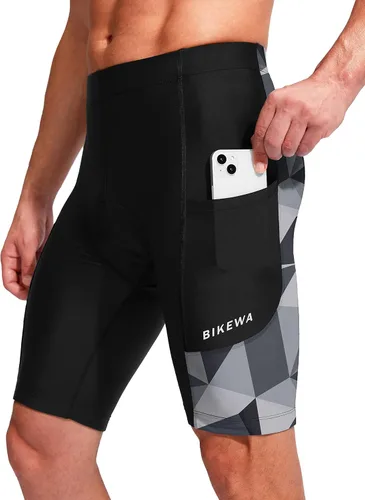 Miniatura 2 de Bikewa - Pantalones cortos de ciclismo para hombre, con acolchado 3D, para ciclismo de carretera o montaña, FPU 50+, bolsillos con cremallera