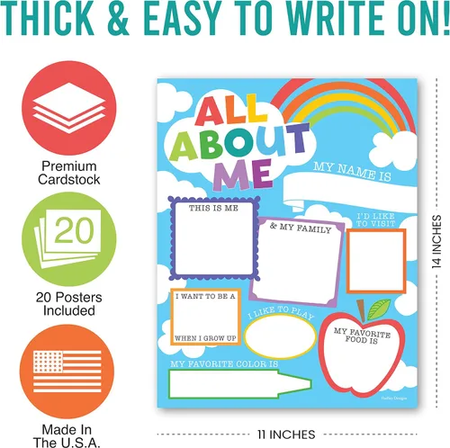 Miniatura 2 de Hadley Designs Póster All About Me para el aula, póster de 20 estrellas, artículos escolares de 100 días de escuela, póster de estrella