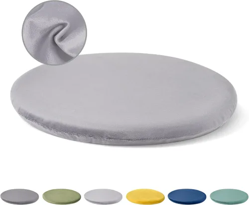 Miniatura 12 de Cojín redondo para silla de 13 pulgadas, cojín de asiento de espuma viscoelástica desmontable, cojín de taburete circular, almohadilla Azul marino