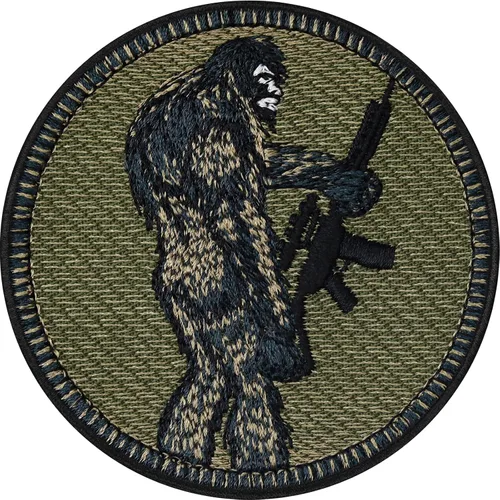 Parches tácticos de moral: Pie grande con pistola, plancha, coser divertidos parches militares para chaleco, uniforme, cuero, 2.95 x 2.95