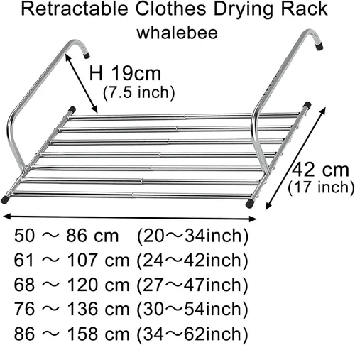 Miniatura 5 de Estante de secado de ropa retráctil de acero inoxidable para interiores y exteriores, ahorro de espacio, plegable, multifunción, estante para flores