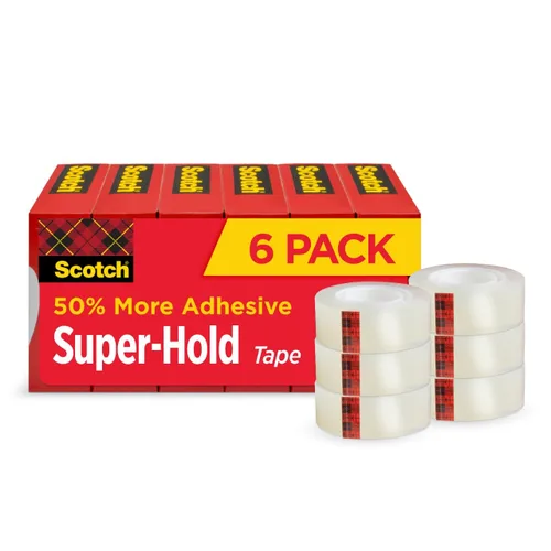 Scotch Super-Hold Tape, 6 rollos, 50% más adhesivo, favorito de confianza, 3/4 x 800 pulgadas, en caja (700S6)