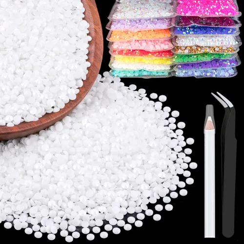 Miniatura 48 de 5000 piezas de diamantes de imitación de resina de 0.118 pulgadas a granel, color verde oscuro AB con parte trasera plana, diamantes de imitación