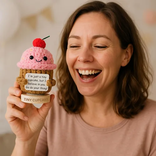 Miniatura 7 de Regalo de Amistad para Mujeres - Cupcake de Crochet Positivo Hecho a Mano con 30 Lindas Tarjetas de Afirmación - Idea de Regalo de Apoyo Emocional