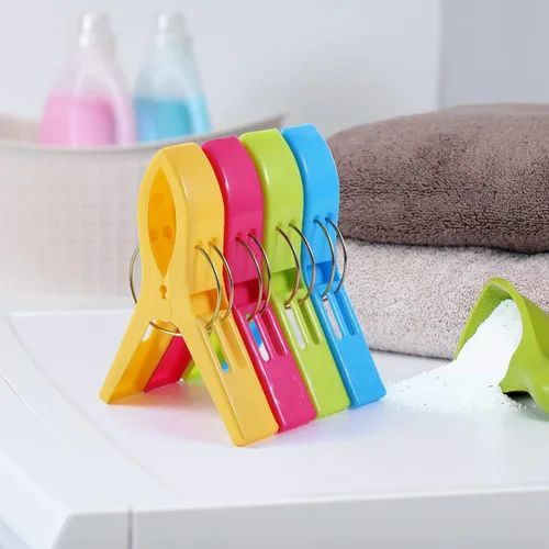 Miniatura 5 de JABINCO Clips para toallas de playa, clips para silla, soporte para toallas, pinzas de plástico para colgar ropa, amarillo, azul, verde, rojo