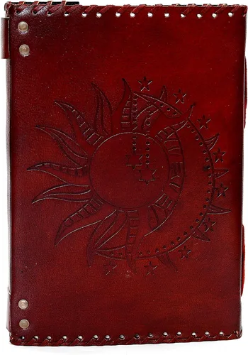 Miniatura 3 de Diario en relieve de Sun & Moon, diario de 240 páginas, diario vintage, diario Sun Moon, cuaderno de bocetos de cuero, cuaderno de cuero, diario