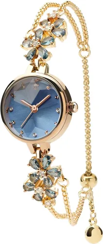 Miniatura 11 de TIME100 Reloj de pulsera para mujer, de cuarzo, con esfera verde, bisel con cristales en el movimiento, correa de pulsera con diamantes, resistente