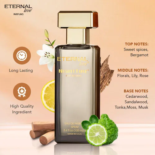 Miniatura 2 de Eternal Love Paquete nocturno – Eau de Parfum Spray de larga duración aroma cálido y sofisticado – 3.4 oz