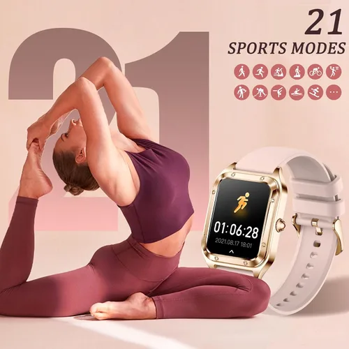 Miniatura 4 de Relojes inteligentes para mujer (dial/respuesta de llamadas) 1.57 pulgadas reloj de fitness ritmo cardíaco monitor SpO2 monitor de sueño, 21 modos