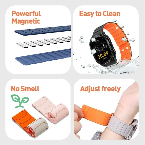 Miniatura 5 de Compatible con FITVII Smart Watch, 0.787 in, 0.866 in, correa magnética compatible con FITVII HM57, correa magnética deportiva de silicona fuerte