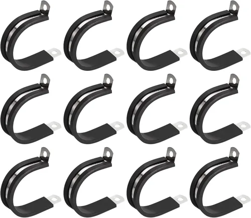 Miniatura 29 de uxcell Abrazadera de cable de 1/2 pulgada (0.472 in) de acero inoxidable 304 Abrazadera aislada acolchada de goma de acero inoxidable en forma de R