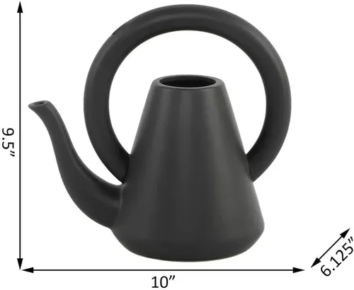 Miniatura 3 de Flora Bunda Regadera de cerámica negra mate de 10 pulgadas para decoración interior casera