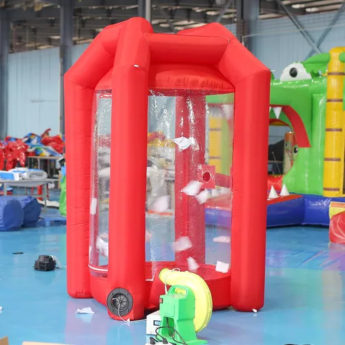 Miniatura 8 de SAYOK Cabina inflable de dinero con soplador de aire para eventos, promoción (rojo, 4.92 x 4.92 x 8.2 pies)