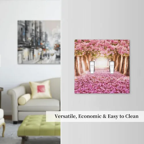 Miniatura 72 de Cubiertas de placa de pared de 3 gang con interruptor de luz de triple palanca, en negro y dorado con esplendor de oro rosa, estampado floral