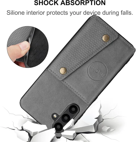 Miniatura 5 de Funda compatible con OnePlus Nord 2 5G DN2101 DN2103 Kickstand [piel sintética + carcasa + tarjetero] 2 en 1 cubierta magnética negra