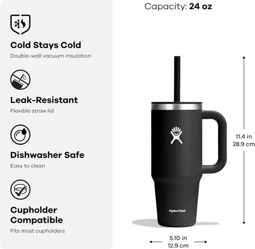 Miniatura 3 de Hydro Flask Vaso de Viaje con Asa, Tapa y Pajita - Acero Inoxidable Aislado en 24 Oz Aloe