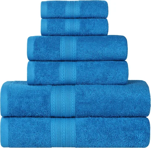 Miniatura 76 de Superior Juego de 6 toallas de mano de algodón ecológico, toallas pequeñas para spa, hotel, baño de invitados, cocina, secado rápido, suave