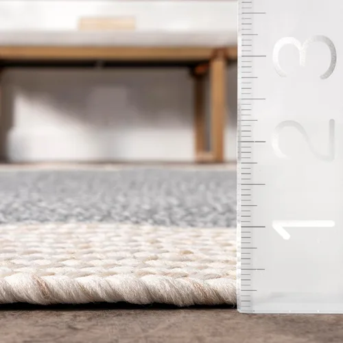 Miniatura 2 de nuLOOM Alfombra Delaine trenzada para interiores y exteriores, 8 pies, redonda, color gris