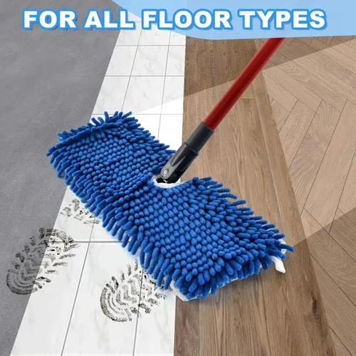 Miniatura 7 de Trapeadores de microfibra para limpieza de pisos, trapeador plano con 3 almohadillas reutilizables y mango extensible de 58 pulgadas de largo