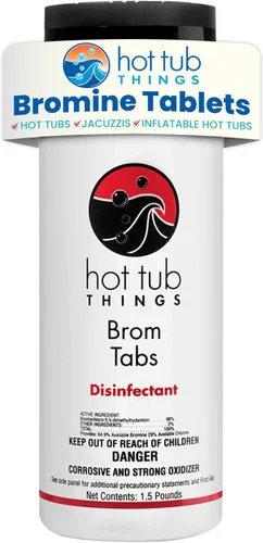 Hot Tub Things Tabletas de bromo para bañera de hidromasaje y spa, potente desinfectante de agua para agua limpia y segura, ideal para agua caliente