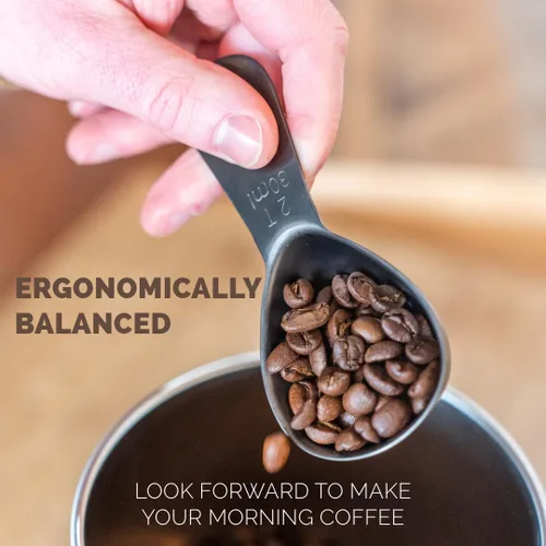 Miniatura 3 de Cuchara de café de 2 cucharadas – Negro cepillado – Acero inoxidable – Cuchara de medición precisa para café, té y más – Mango ergonómico