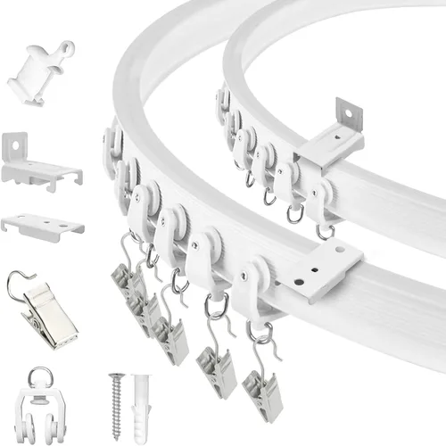 Miniatura 12 de TOKPLNU Riel de cortina de techo, 12 pies, color negro, flexible, flexible, curvado, para montaje en pared, sistema de riel de techo deslizante