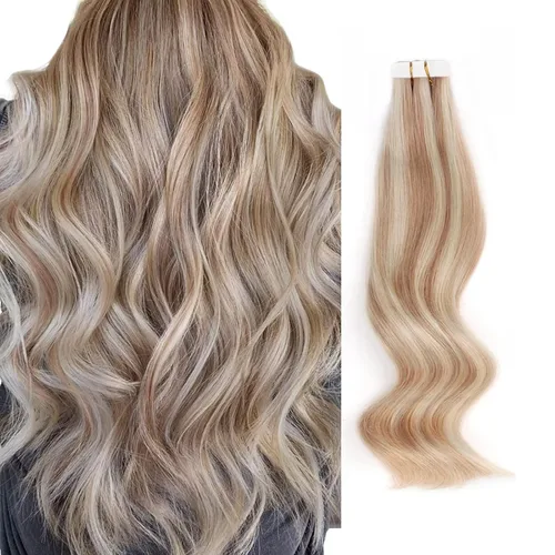 Miniatura 48 de ABH AMAZINGBEAUTY HAIR Extensiones de cinta de cabello humano Remy real, Remi, extensiones de cabello negro con pegamento en trama de piel