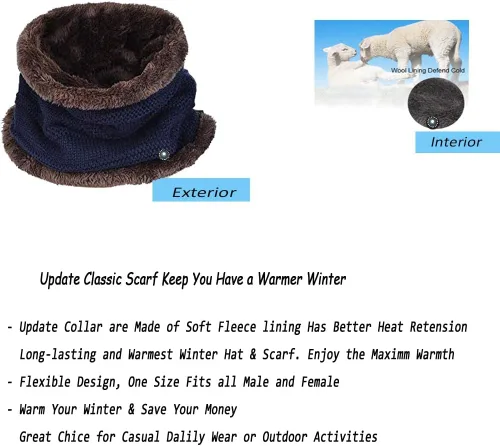 Miniatura 4 de Juego de bufanda con forro polar y gorro de invierno para hombre de 2 piezas