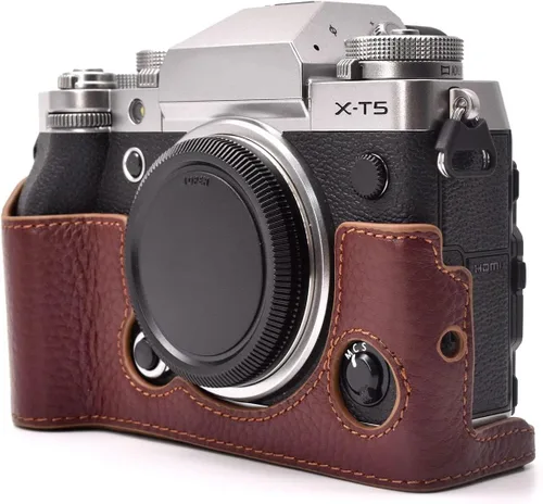 Miniatura 3 de Rieibi Fuji XT5 - Funda de piel auténtica de calidad para cámara digital Fujifilm X-T5 - Funda protectora para Fuji XT5 X-T5, café, fotografía