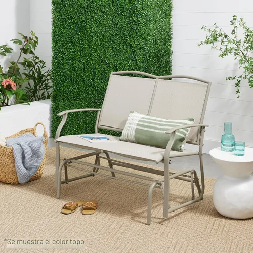 Miniatura 2 de Best Choice Products Columpio Deslizante de Patio al Aire Libre para 2 Personas Banco de Acero Asiento Doble Mecedora para Terraza, Porche con Tela