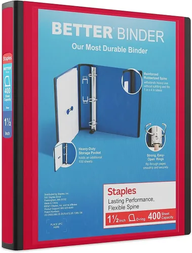 Miniatura 48 de Carpetas Better View de 1-1/2 pulgadas de STAPLES con anillos en D (blanco)