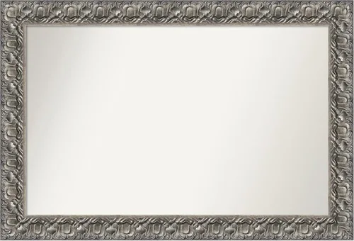 Miniatura 31 de Amanti Art Espejo de baño plateado para sobre fregadero, 26 x 26 pulgadas, espejo cuadrado de níquel pulido, marco de madera tradicional mediano, se
