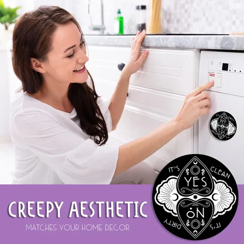 Miniatura 3 de Imán gótico de tablero Ouija para lavavajillas – Letrero limpio y sucio para decoración de cocina de bruja, accesorios estéticos negros para hogar