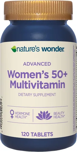 Nature's Wonder Suplemento multivitamínico/multimineral avanzado para mujer 50+ con vitamina D3 y vitaminas B, 120 tabletas, suministro para 120 días
