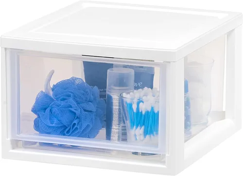 Miniatura 4 de IRIS USA Organizador de almacenamiento de cajones de plástico de 14.5 Qt. Cajones apilables, paquete de 3 unidades, unidad apilable con cajón