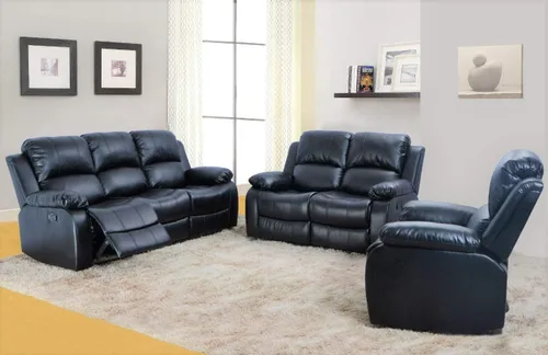 Miniatura 6 de Beverly Fine Funiture - Mesa desplegable de cuero regenerado, 5, 1 negro, juego reclinable de 3 piezas, sofá, sofá biplaza y silla