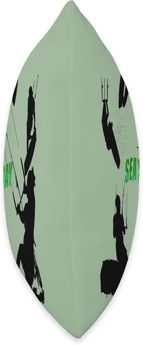 Miniatura 2 de Kitesurf Gifts and Surf Lover Tees by taiche Kitesurfer Pattern Black Silhouette Seas The Day Fun Pun 2 Throw Pillow, 16x16, Multicolor