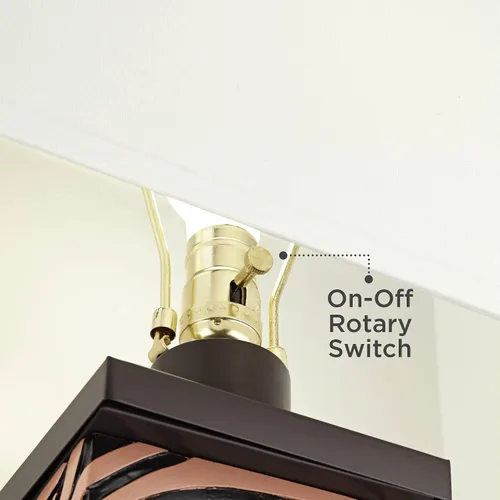 Miniatura 6 de 360 Lighting Juego de 2 lámparas de mesa modernas con puerto de carga USB de 27 pulgadas de alto, madera sintética de cebra, pantalla rectangular