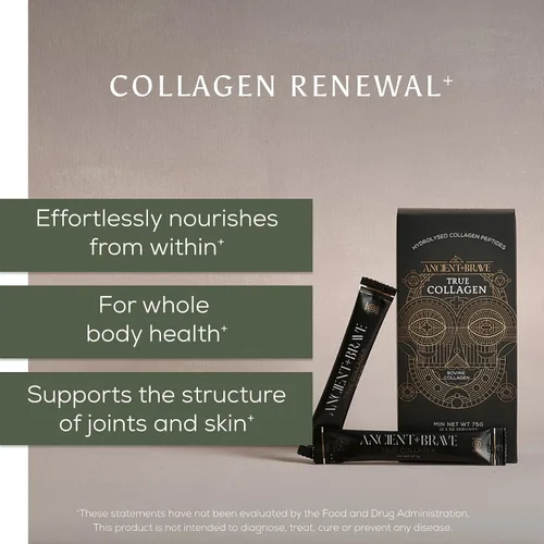 Miniatura 2 de Ancient + Brave Paquetes de colágeno en polvo True Collagen de 15 x 0.18 oz, péptidos de colágeno alimentados con pasto de la UE, proteína en polvo
