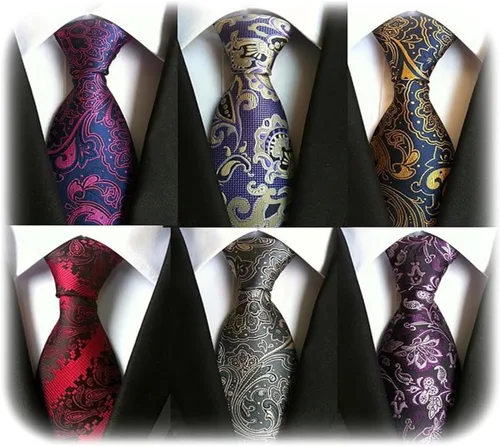 Miniatura 47 de WeiShang Lote de 6 corbatas clásicas de seda para hombre, corbatas tejidas jacquard