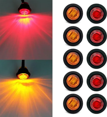 Miniatura 12 de FXC - 10 luces LED redondas de 1,9 cm - frontales y traseras, luz intermitente lateral, intermitentes para camión, coche, autobús, remolque, Púrpura
