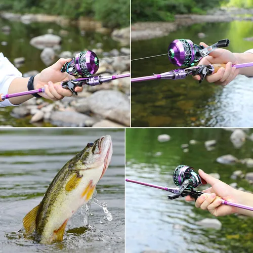 Miniatura 7 de Souagyilang Spincast Fishing Rod Reel Combo,2 Pieces Medium Heavy Pole with Super Smooth Reel Trouble-Free Push-Button Bait Casting Design for