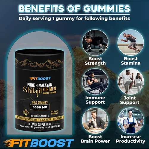 Miniatura 6 de Sundried Himalayan Natural Shilajit Gomitas para hombres o mujeres 60 días de suministro de Shilajit para hombres, gomitas extra fuertes 3000 mg