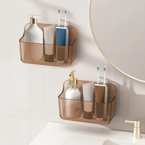 Diesisa Organizador de Pared de Acrílico de 2 piezas, Organizador Adhesivo para Puerta de Gabinete, Estantes de Baño de Acrílico para Pared, Sin